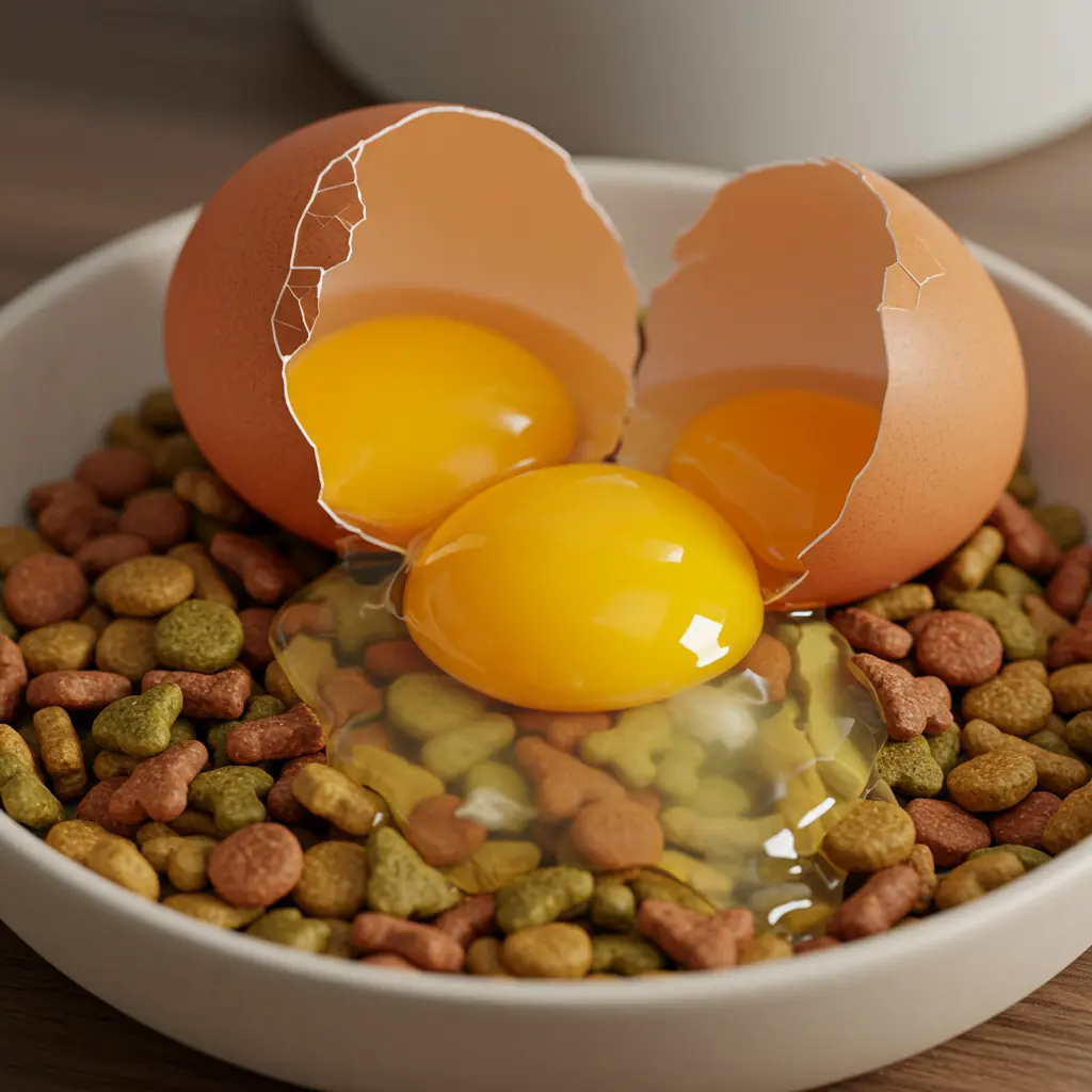 Cracked Raw Egg Over Dog Food